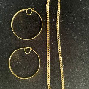 14 ct Gold overlay Sterling silver Hoop/Chain Bundle